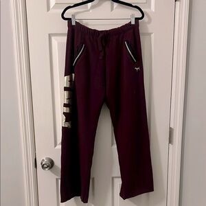 PINK Maroon/Gold Foil Sweatpants with Gold Lurex pocket detailing